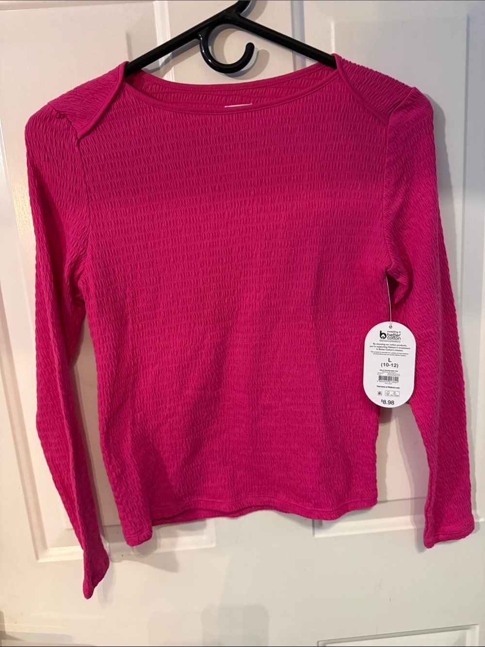 wonder nation Hot Pink Ribbed Long-Sleeve Tee